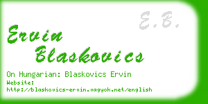 ervin blaskovics business card